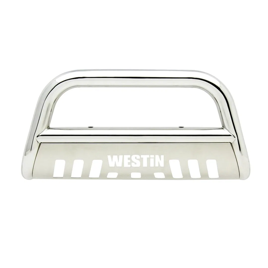 31-5600 – WESTIN Bull Bar, Polished Stainless Steel 3 Inch Diameter With Brushed Aluminum Skid Plate With Light Mount...